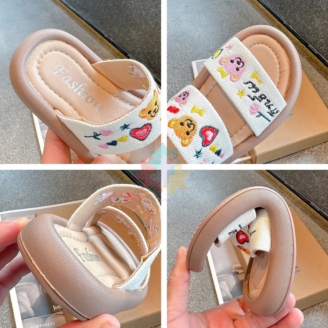 Chinelo de Verão para Meninas com Bordado - Sola Macia e Antiderrapante | Soull Tina