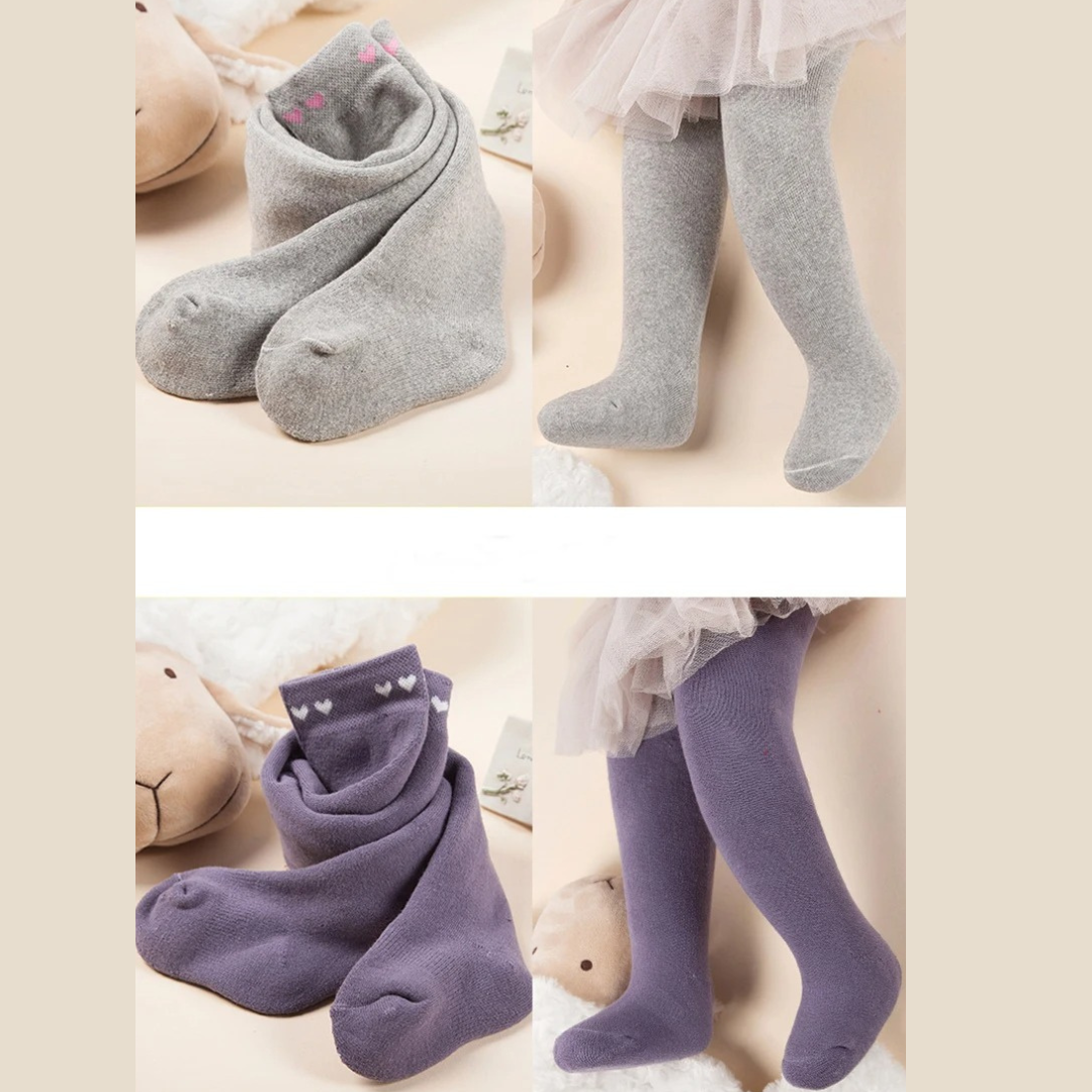 Meia Calça Infantil de Inverno em Algodão Corações