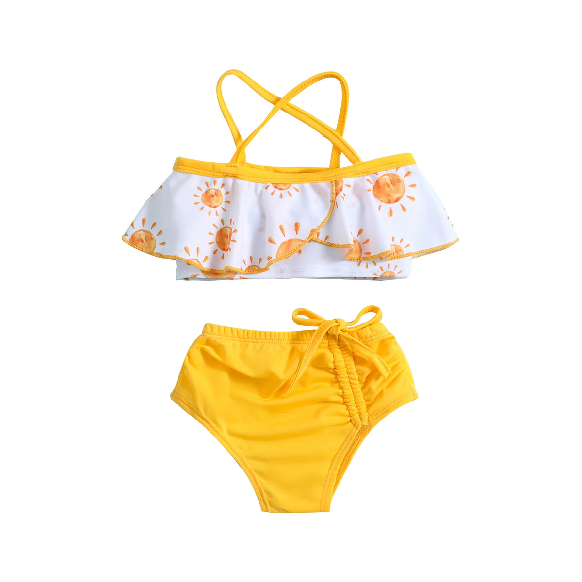 Tregren-swimwear bonito do verão para o bebê menina, top curto com cinta e babados tutu shorts, beachwear para 0-3 anos